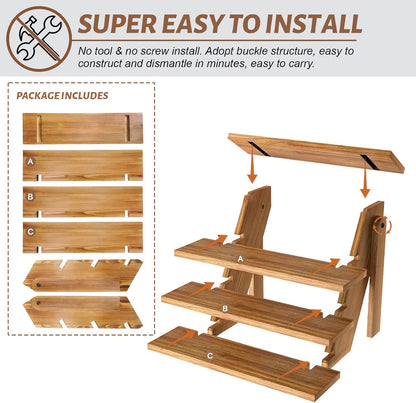 Wooden Cupcake Stand - 4 Tier Cupcake Display Stand, Rustic Tiered Display Stand, Tool Free Installation Cupcake Stand for Baby Shower Decorations Birthday Party Supplies