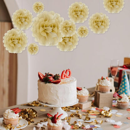 Tissue Paper Pom Poms, Pink Tissue Paper Flowers, Hanging Flower Balls for Weddings Fiesta Parties Birthday Baby Showers Classroom Bridal Shower Decoration (18Piece Set-6/10/12/14Inch)