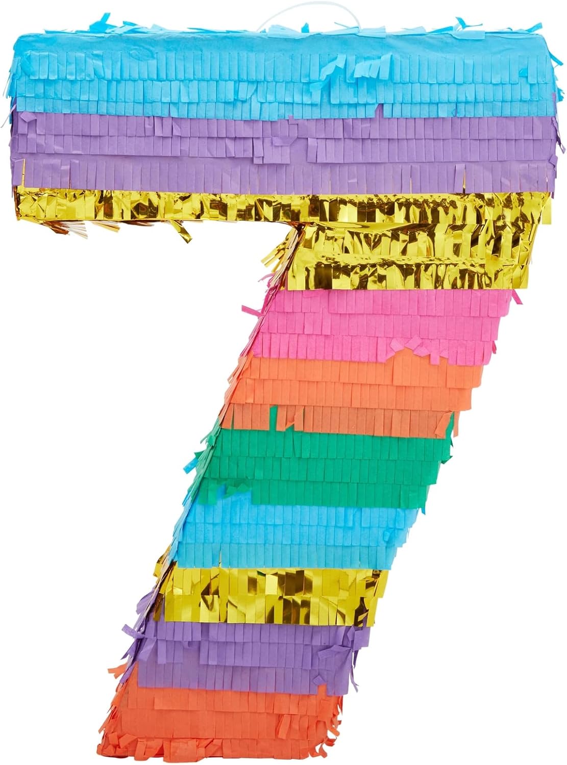 BLUE PANDA Rainbow Number 6 Pinata - Sturdy Corrugated Build & Easy Hang for Fiesta Party - Candy Filled 6th Birthday Party Surprise - Vibrant Tie-Dye Items for Kids - Small (16.5x11x3 In), Blue/White