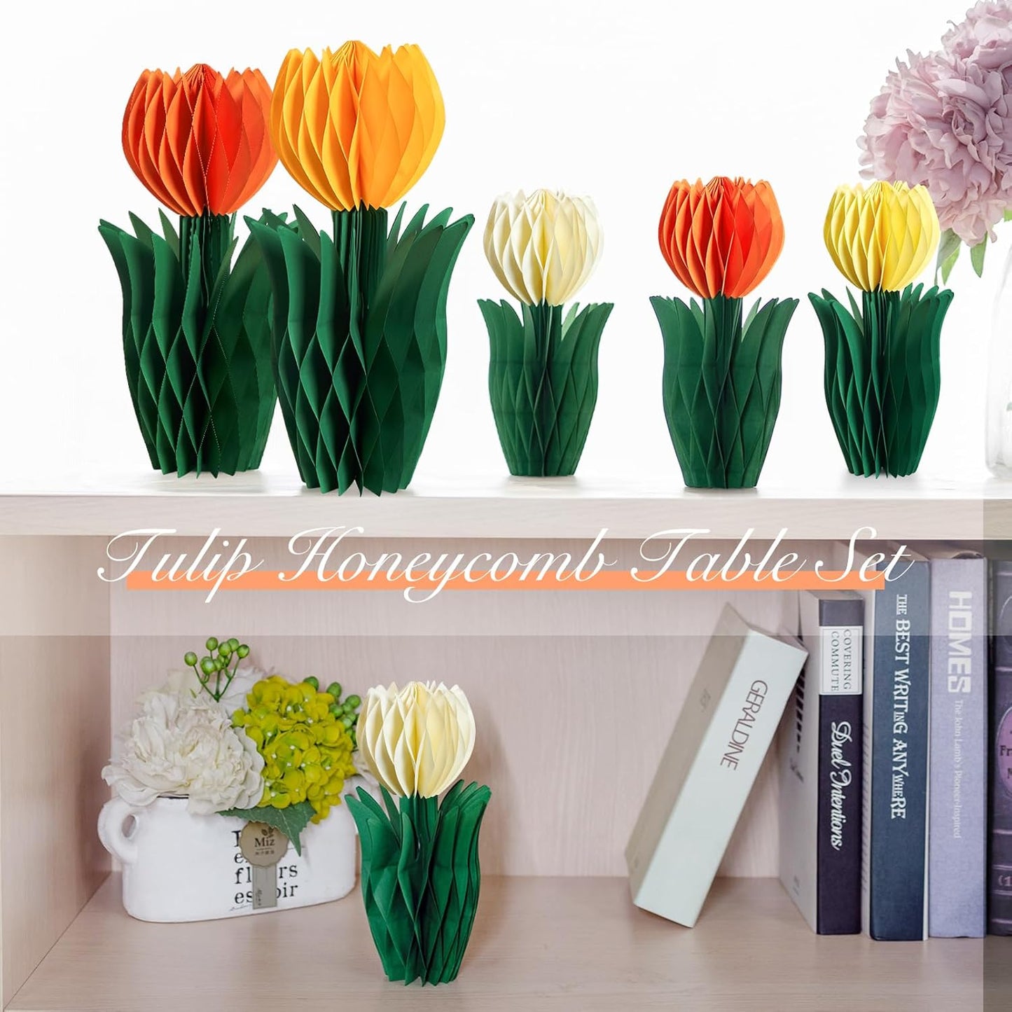 SUNBEAUTY 9PCS Spring Wildflower Party Decorations Wild Flowers Honeycomb Centerpieces for Tables Wildflower Birthday Spring Flower Theme Party Decorations for Garden Baby Shower, Easter, Mothers Day