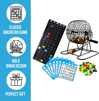 Regal Games Deluxe Bingo Game Set with Cage, Board, Balls, 18 Cards, and Chips