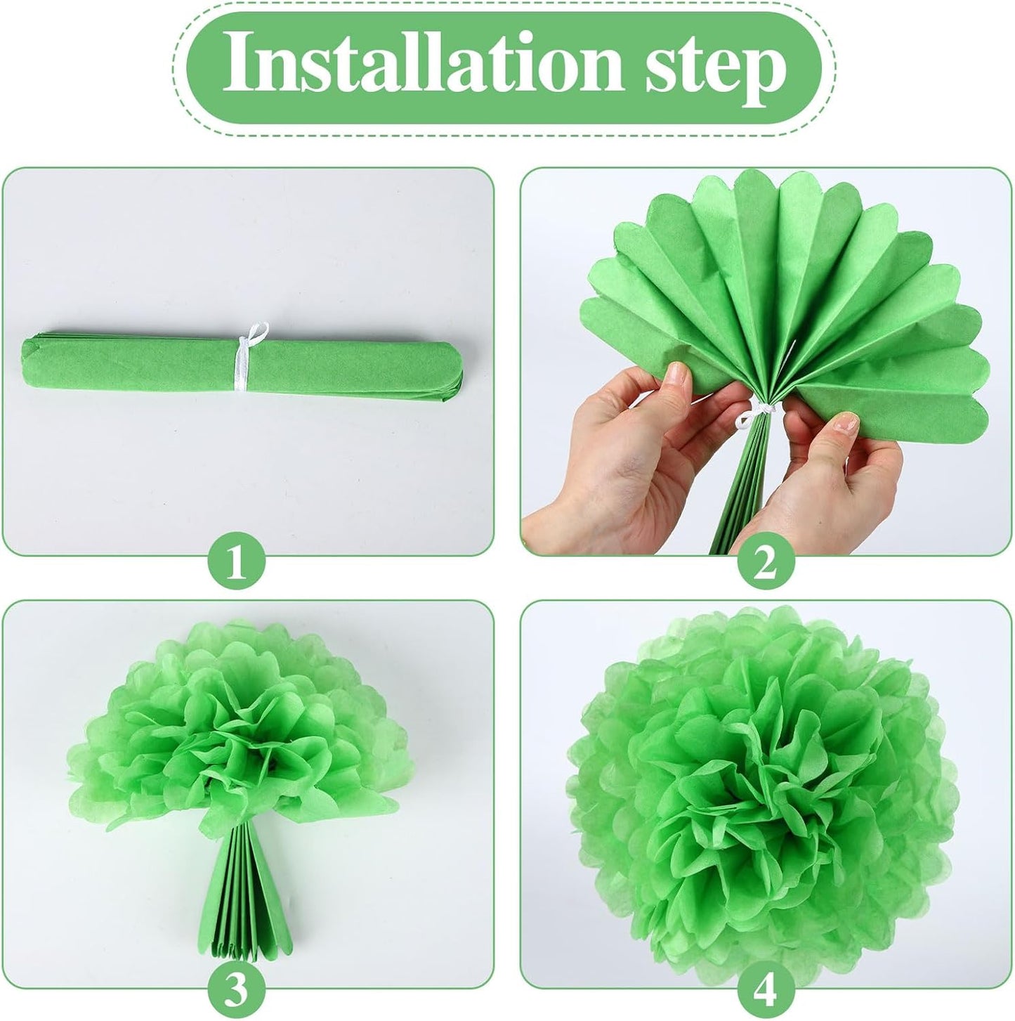 BestoFun 16 PCS Sage Green Party Decorations Tissue Paper Flowers Christmas Party Decors Hanging Pom Poms Decorations for Xmas New Year Winter Holiday Decorations