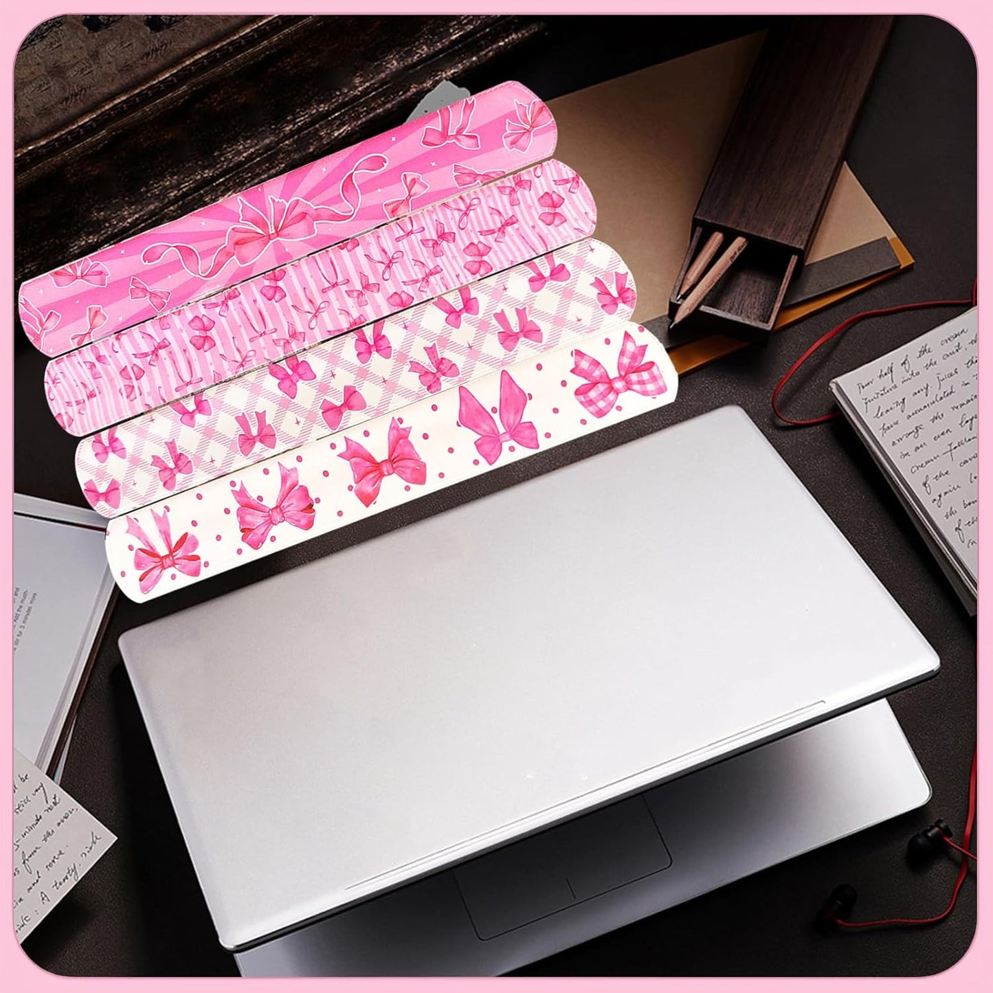 24PCS Bow Party Favors Bowkont Birthday Supplies Bowkont Theme Party Supplies Pink Bows Slap Bracelets