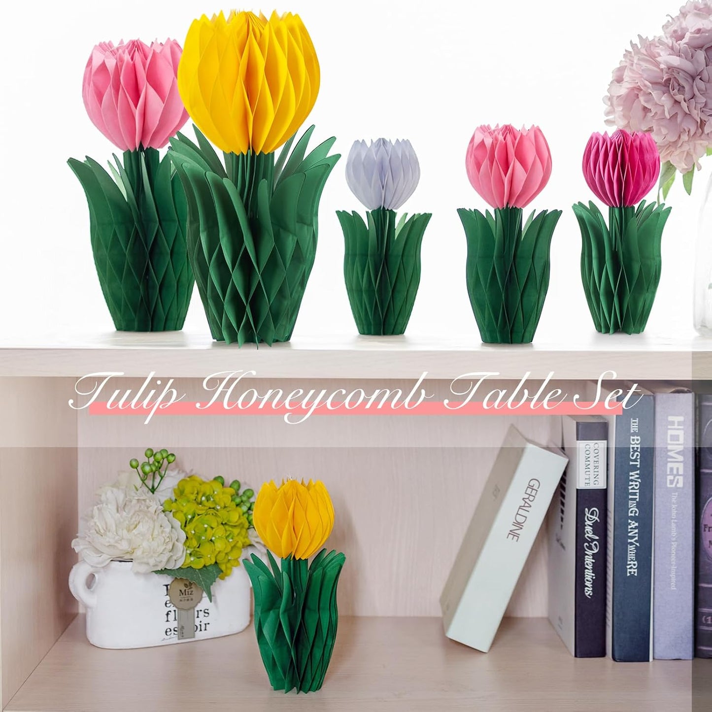 SUNBEAUTY 9PCS Spring Wildflower Party Decorations Wild Flowers Honeycomb Centerpieces for Tables Wildflower Birthday Spring Flower Theme Party Decorations for Garden Baby Shower, Easter, Mothers Day
