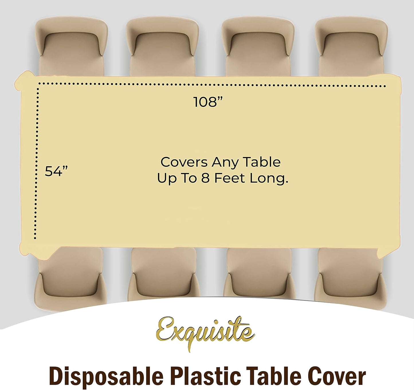Exquisite Party Solids 6-Pack Premium Plastic Tablecloth 54in. x 108in. Rectangle Plastic Table Cover - Navy