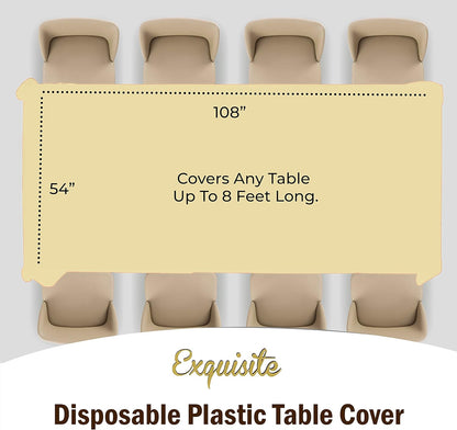 Exquisite Party Solids 6-Pack Premium Plastic Tablecloth 54in. x 108in. Rectangle Plastic Table Cover - Navy