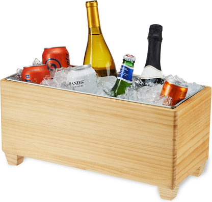 Twine Cheers Beverage Tub, Galvanized Tubs for Entertaining, Drink Buckets for Parties, Large Ice Tub and Gift Basket, Beer Buckets, Cream, 6.3 Gallons Set of 1