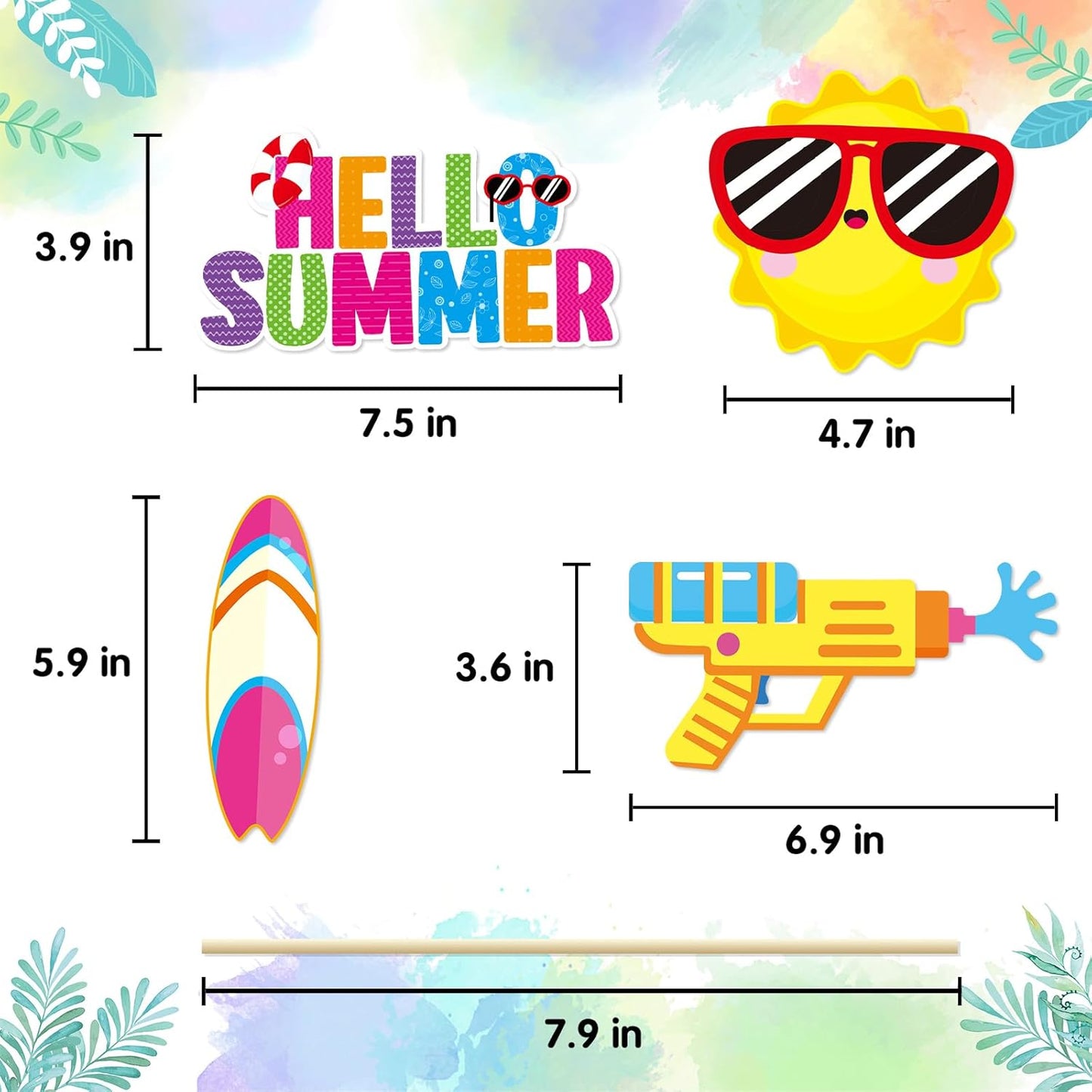 Summer Pool Beach Photo Booth Props 30 Pack Pool, Hawaiian, Beach, Luau Photo Booth Props, Tropical Themed Party with Stick and Glue for Summer/Pool/Tiki/Hawaiian Party Supplies Decor Photobooth Kit