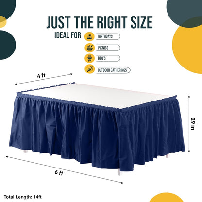 Exquisite Ruffle Table Skirt Black 6 Pack 14 Ft Long Table Skirts for Rectangle Tables 6ft Plus or Round Tables Skirts with Adhesive Strip for Gender Reveal Decor & Happy Birthday Parties