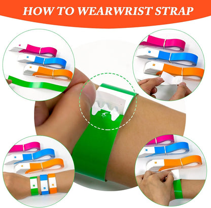 1000 Pcs Paper Wristbands for Events Waterproof Wrist Bands Lightweight Festival Identification Wristbands Neon Adhesive Event Wrist Band for Party