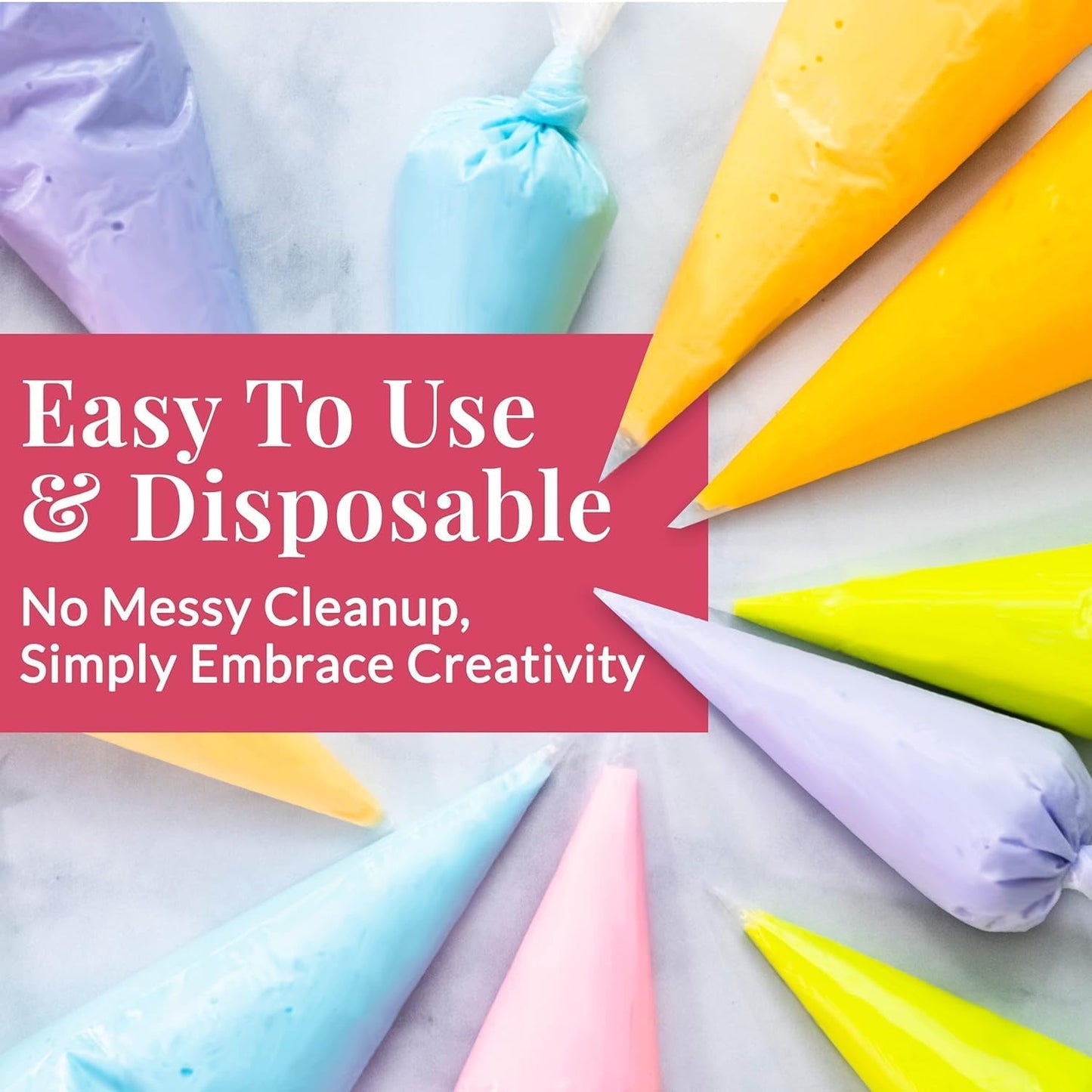 Set of 200 - Anti Burst Piping Bags 12 Inch - Prestee Tipless Icing Bags - Durable Frosting Piping Bag Tools - Pastry and Cookie Decorating Supplies