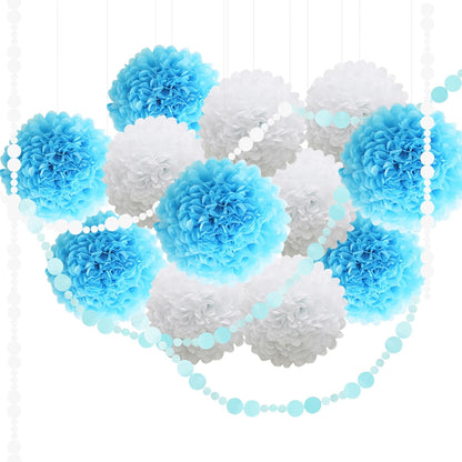 Pastel Tissue Paper Pom Poms Colorful Easter Macaron Kids Birthday Wedding Shower Tissue Flower Hanging Party Supplies(12pcs)
