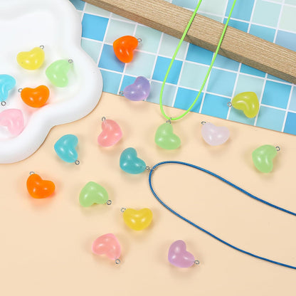 LUBINGSHINE 30pcs Glowing Solar Luminous Star Heart Moon Charms, Mixed Resin Glow in The Dark Star Pendant for DIY Jewelry Craft Making Party Decoration