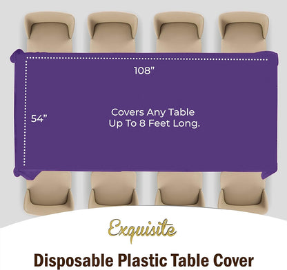 12-Pack Premium Plastic Tablecloth 54in. x 108in. Rectangle Table Cover - Dark Blue - Colors A