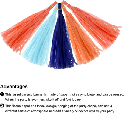 MECCANIXITY 20Pcs Light Blue Tassel Garland Banner with Rope Tissue Paper Tassels Party DIY Kits for Anniversary Wedding Birthday Party