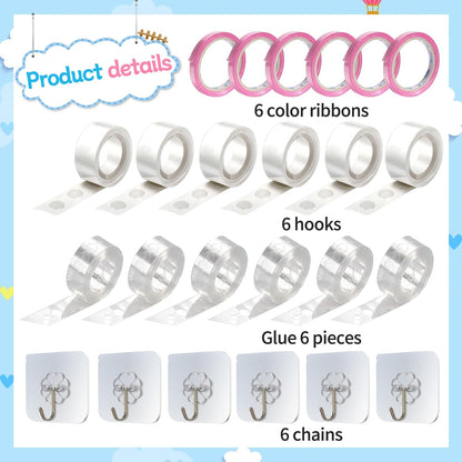 QIPUMP Balloon Arch Garland Kit,98.5ft Balloon Tape Strips&600 Glue Point Dot,Balloon Arch Strip Kit with 6pcs Hook and Ribbon(6) for Arch Kit Birthday Gender Reveal Party Wedding Decorations