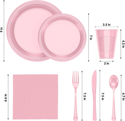 350 Pcs Black Plastic Plates For Party, Black Disposable Plates Set, 50 Of Each 9" Dinner Plate Set, 7" Dessert Plate, Cups, Napkins & Cutlery Plastic Dinnerware Set Exquisite