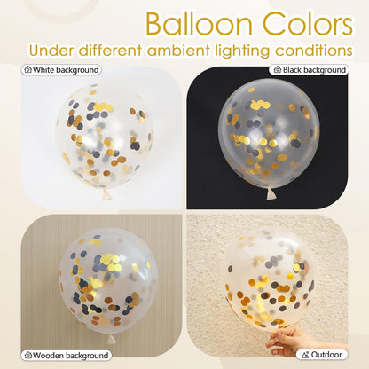 Silver Confetti Balloons 12 inch, Clear Latex Balloon 50pcs Party Balloons for Wedding Bridal Shower Engagement Graduation Birthday Party Decorations