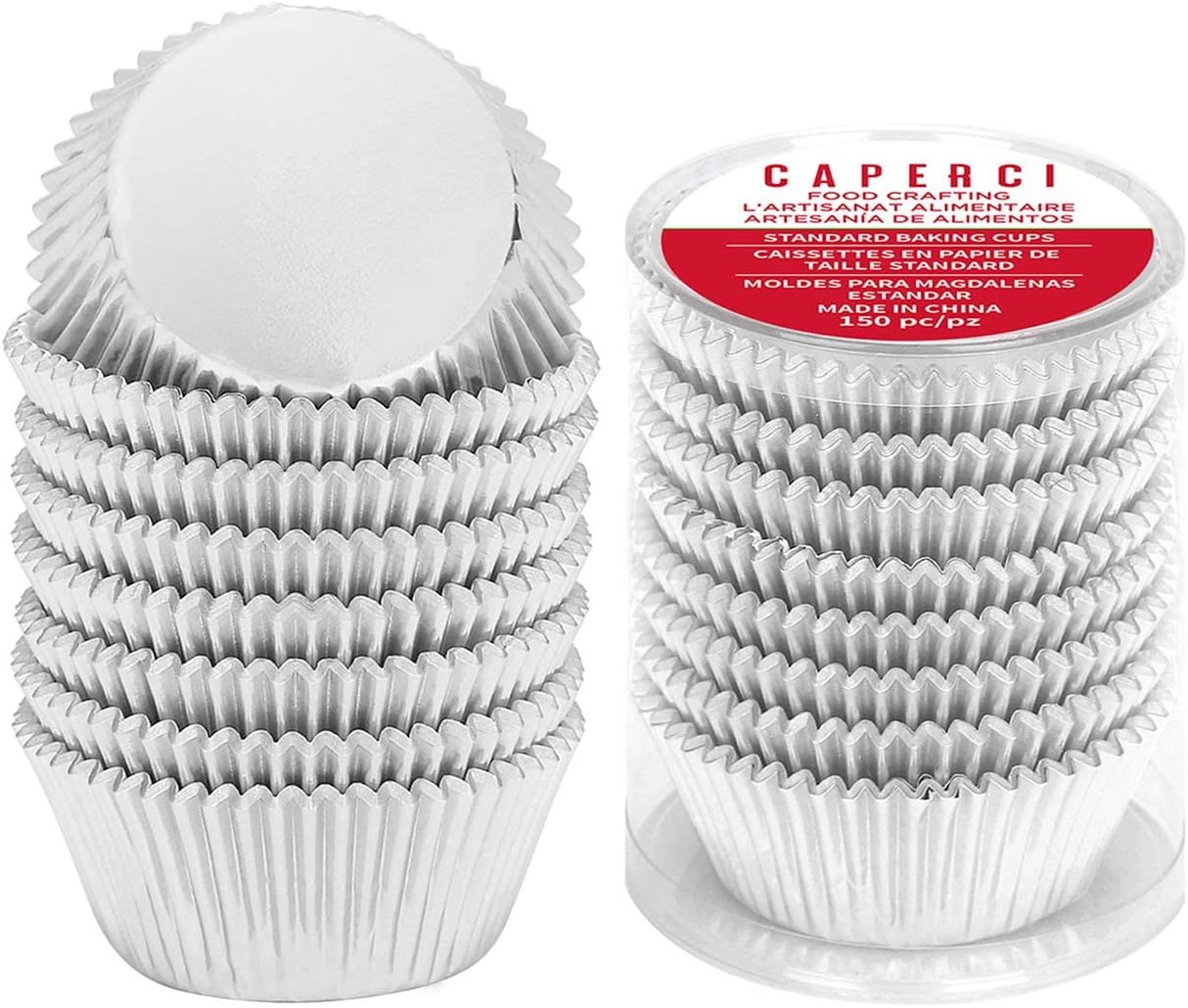 Caperci Standard Cupcake Liners Gold Foil Muffin Baking Cups 150-Pack - Premium Greaseproof & Sturdy Cupcake Papers