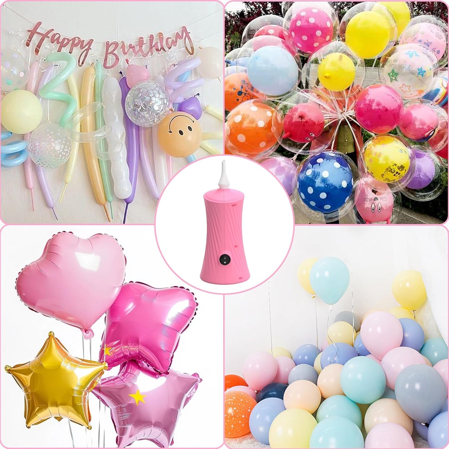 Balloon Pump Electric - Portable Air Balloon Pump for Long Balloons, Balloon Blower Inflator Machine for Twisty, Animal Classic Round, Foil, Latex Balloons
