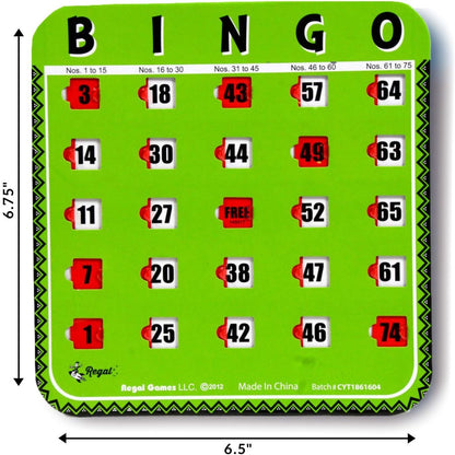 Regal Bingo Bulk Bingo Cards with Sliding Windows - Reusable Large Print Bingo Game Cards for Adults Large Group - 8 Pack, Yellow