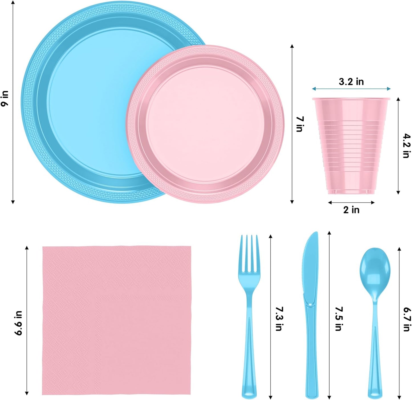350 Pcs Black Plastic Plates For Party, Black Disposable Plates Set, 50 Of Each 9" Dinner Plate Set, 7" Dessert Plate, Cups, Napkins & Cutlery Plastic Dinnerware Set Exquisite
