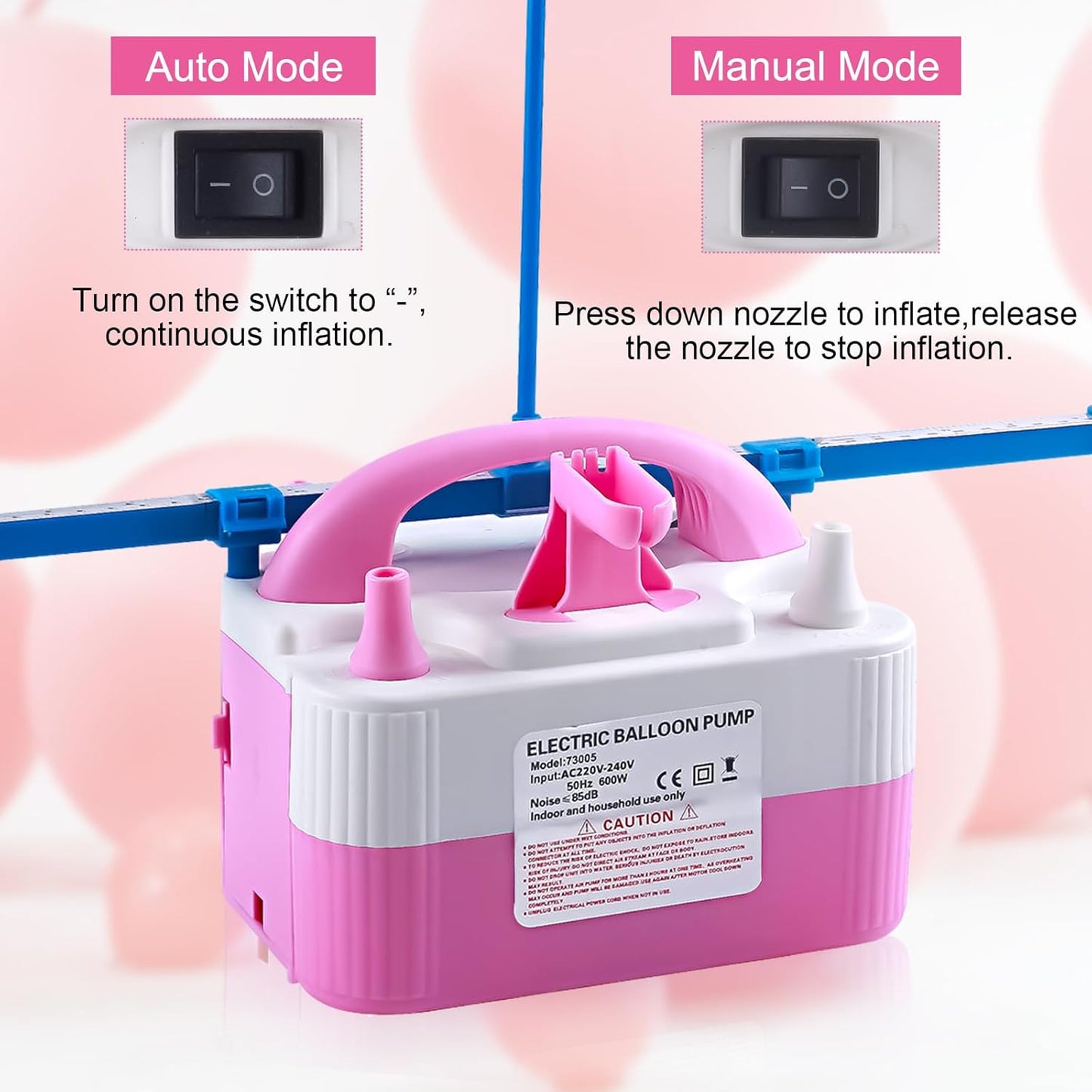 QIPUMP Balloon Pump Electric,110V 600W Balloon Blower Inflator Dual Nozzle Air Pump Balloons Inflator for Decoration, Party, Sport,Gifts:2 Balloon Tying Tools