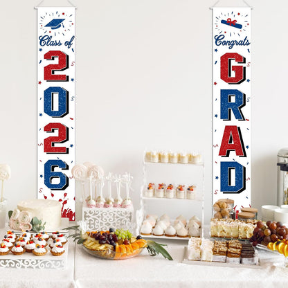 2026 Graduation Decorations, Graduation Banner Class of 2026, Hanging Congratulations/Congrats Grad Banner for Door and Porch, Party Decor - Black