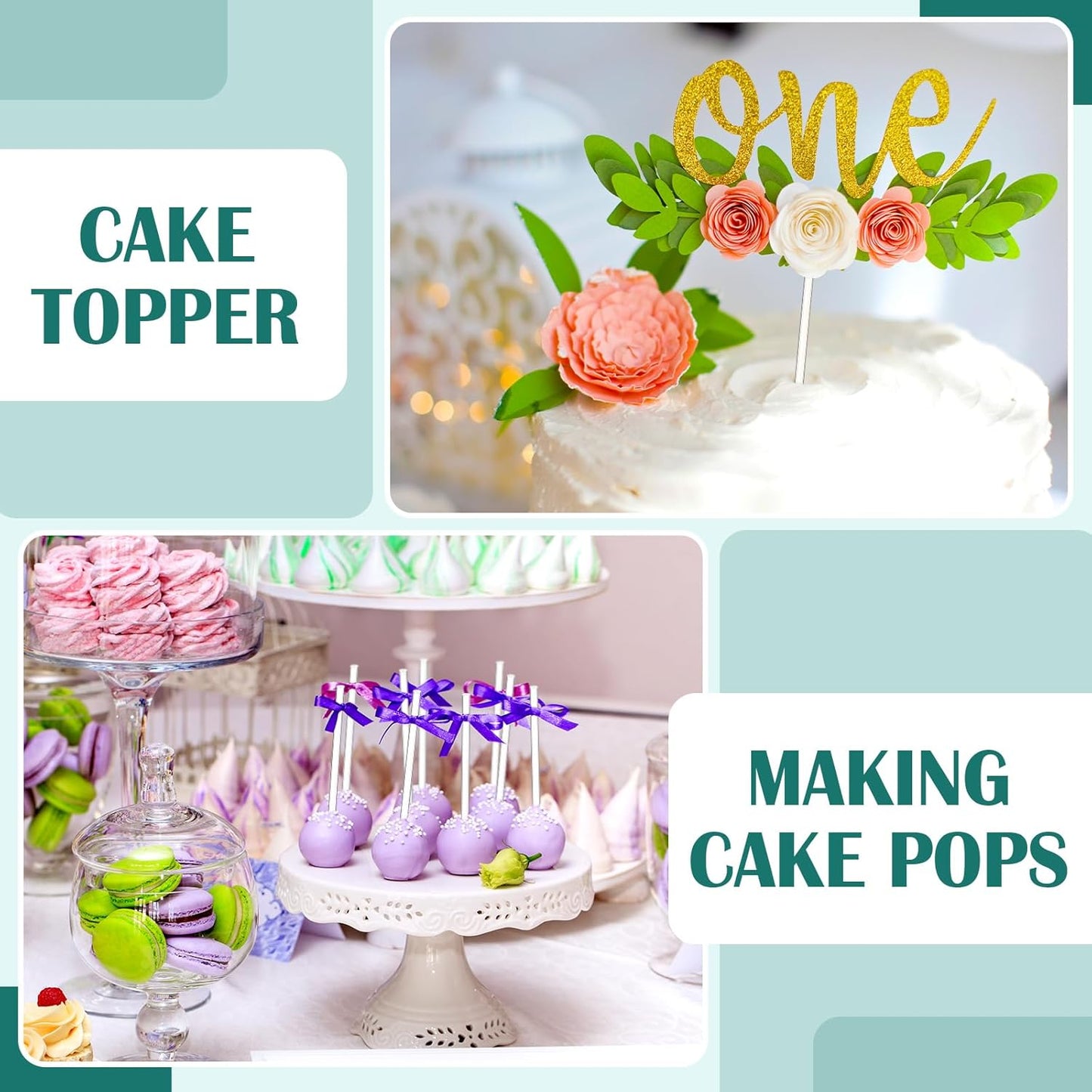 Zopeal 200 Pcs Acrylic Lollipop Sticks Clear Cake Pops Rods Cake Topper Candy Cupcake Treat Stick for Wedding Chocolate Cookie Dessert Handmade DIY Crafts Party Decor Gardening(6 x 0.12 Inches,Clear)