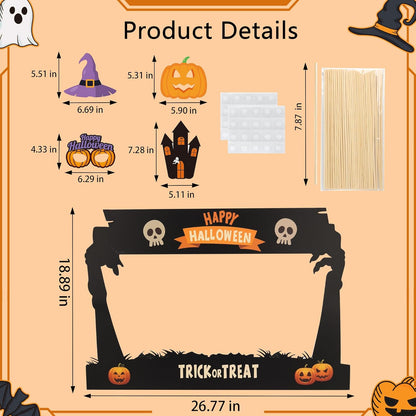 Lucleag Halloween Photo Booth Props Kit, 24Pcs Photo Props & Selfie Frame for Photos Decor, Ghost Bat Pumpkin Spider Photo Props for Halloween Decor Trick or Treat Party Supplies