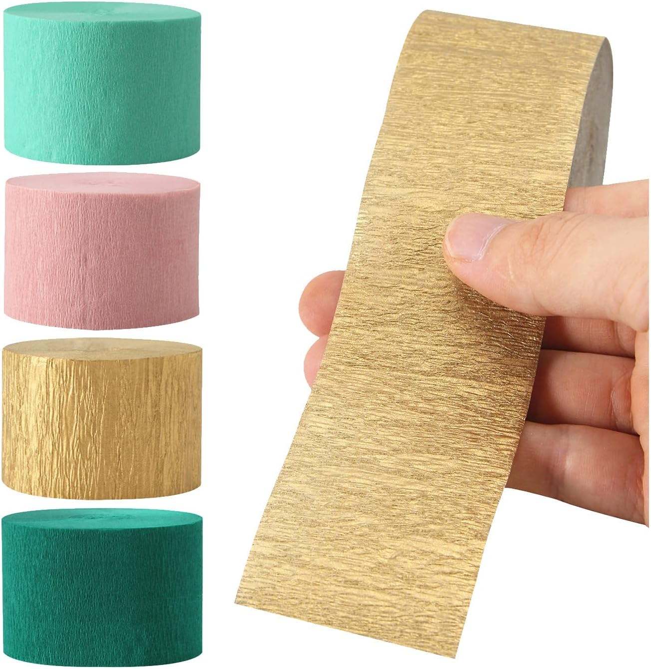 Navy-Blue White-Gold Crepe Paper Streamers - 9 Rolls Royal Blue Graduation 2025 Men Boy Birthday Party Decorations Streamer Wedding Bridal Shower Paper Garland Fathers Day Decor Panduola
