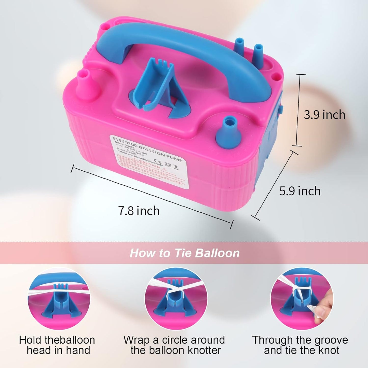 QIPUMP Balloon Pump Electric,110V 600W Balloon Blower Inflator Dual Nozzle Air Pump Balloons Inflator for Decoration, Party, Sport,Gifts:2 Balloon Tying Tools