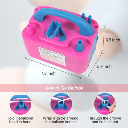 QIPUMP Balloon Pump Electric,110V 600W Balloon Blower Inflator Dual Nozzle Air Pump Balloons Inflator for Decoration, Party, Sport,Gifts:2 Balloon Tying Tools