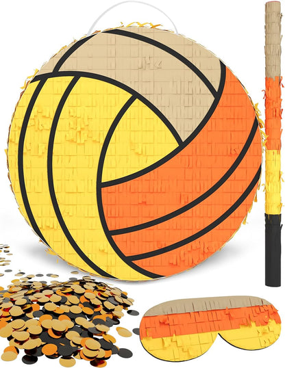 Soccer Piñata – Includes Wooden Stick, Blindfold, and Confetti – 13"x13"x3" – Perfect for Sports Party Decorations and Soccer Pinatas for Birthday Party