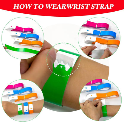 1000 Pcs Paper Wristbands for Events Waterproof Wrist Bands Lightweight Festival Identification Wristbands Neon Adhesive Event Wrist Band for Party