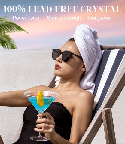 LUNA & MANTHA Martini Glasses, Martini Cocktail Glasses for Margarita, Manhattan, Cosmopolitan, Espresso, Home Bar, Evening Parties, Birthdays, Housewarming Gift,8oz-Stemless Set of 4