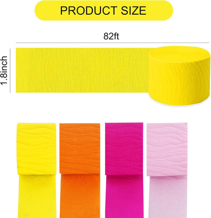BEISHIDA 8 Rolls Red Yellow Blue and Green Crepe Paper Streamers for Carnival Circus Sesame Street Paw Party Decorations, Birthday DIY Craft Paper(1.8 Inch x 82 Ft/Roll)