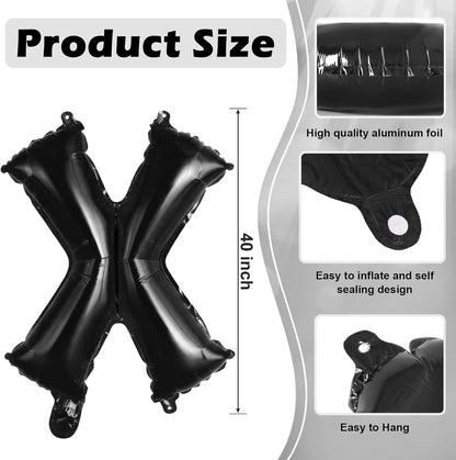 Black Letter A Balloons, 40 Inch Large Foil Letter Balloons, Custom Phrase Balloon for Birthday Party Wedding Anniversary Decoration (Black A)