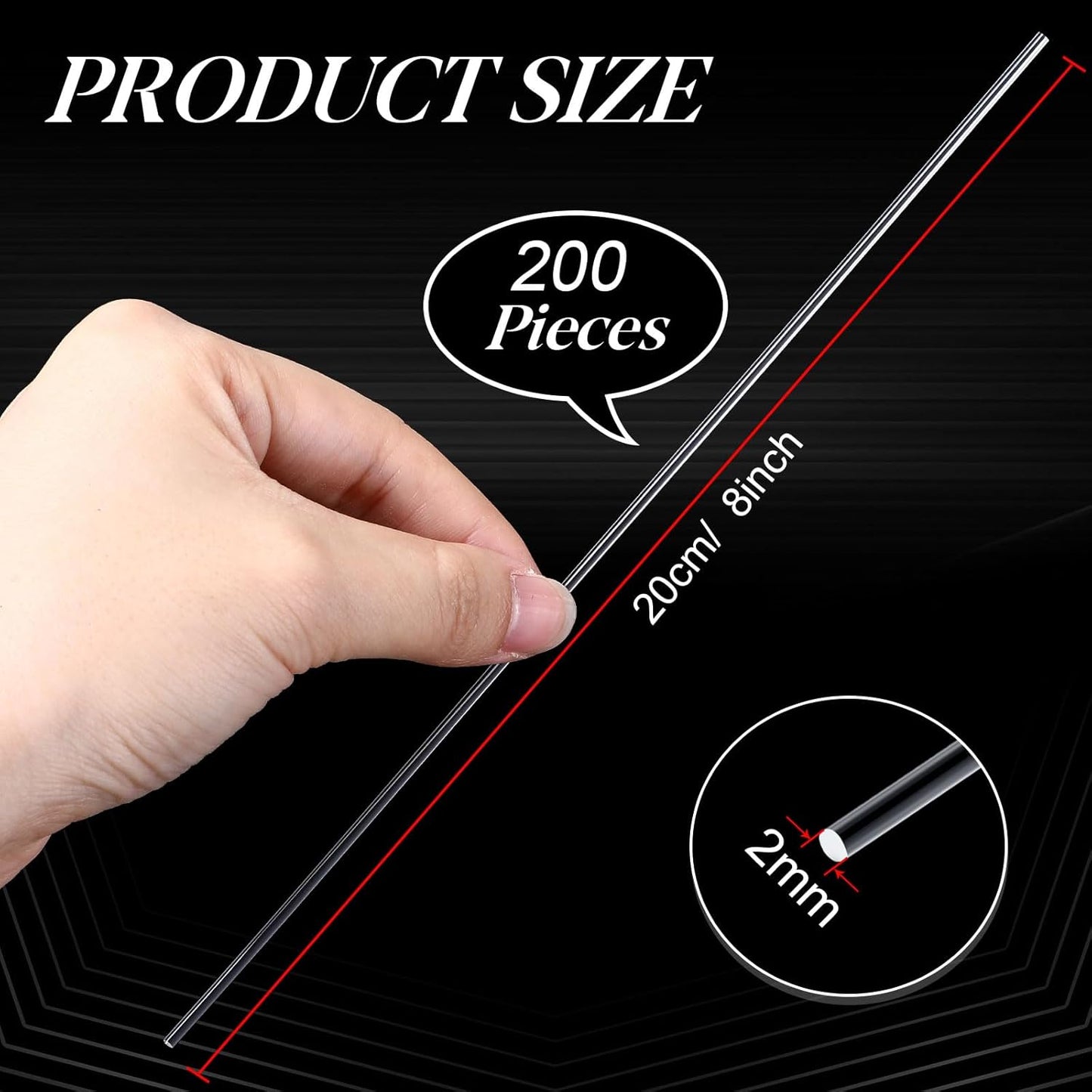 Zopeal 200 Pcs Acrylic Lollipop Sticks Clear Cake Pops Rods Cake Topper Candy Cupcake Treat Stick for Wedding Chocolate Cookie Dessert Handmade DIY Crafts Party Decor Gardening(6 x 0.12 Inches,Clear)