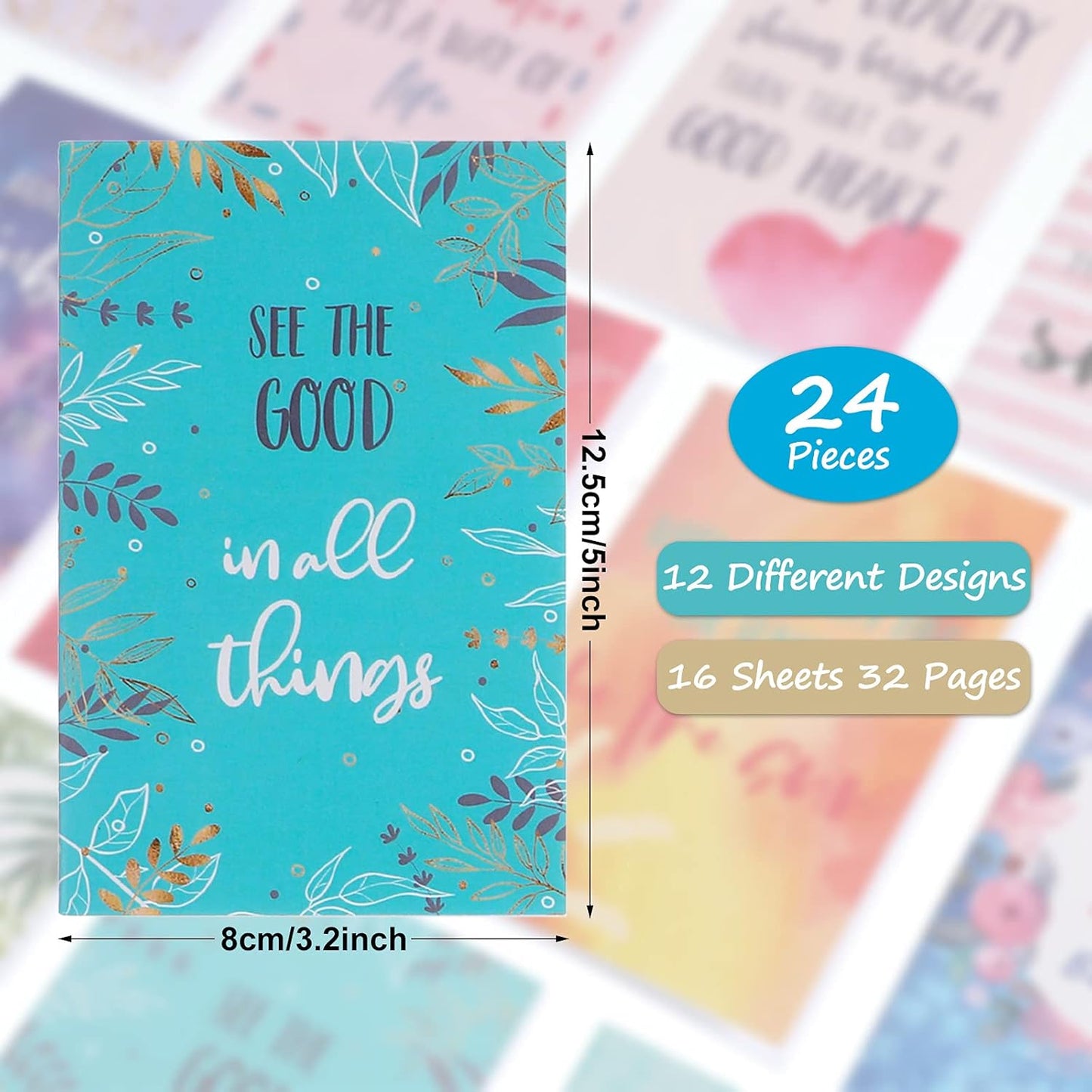 Containlol 24 Pcs Inspirational Notepads Bulk Mini Motivational Gratitude Journals Notebook with Positive Quotes Small Notepads Graduation Party Favors for Women Nurses Teachers Office(Lovely Style)