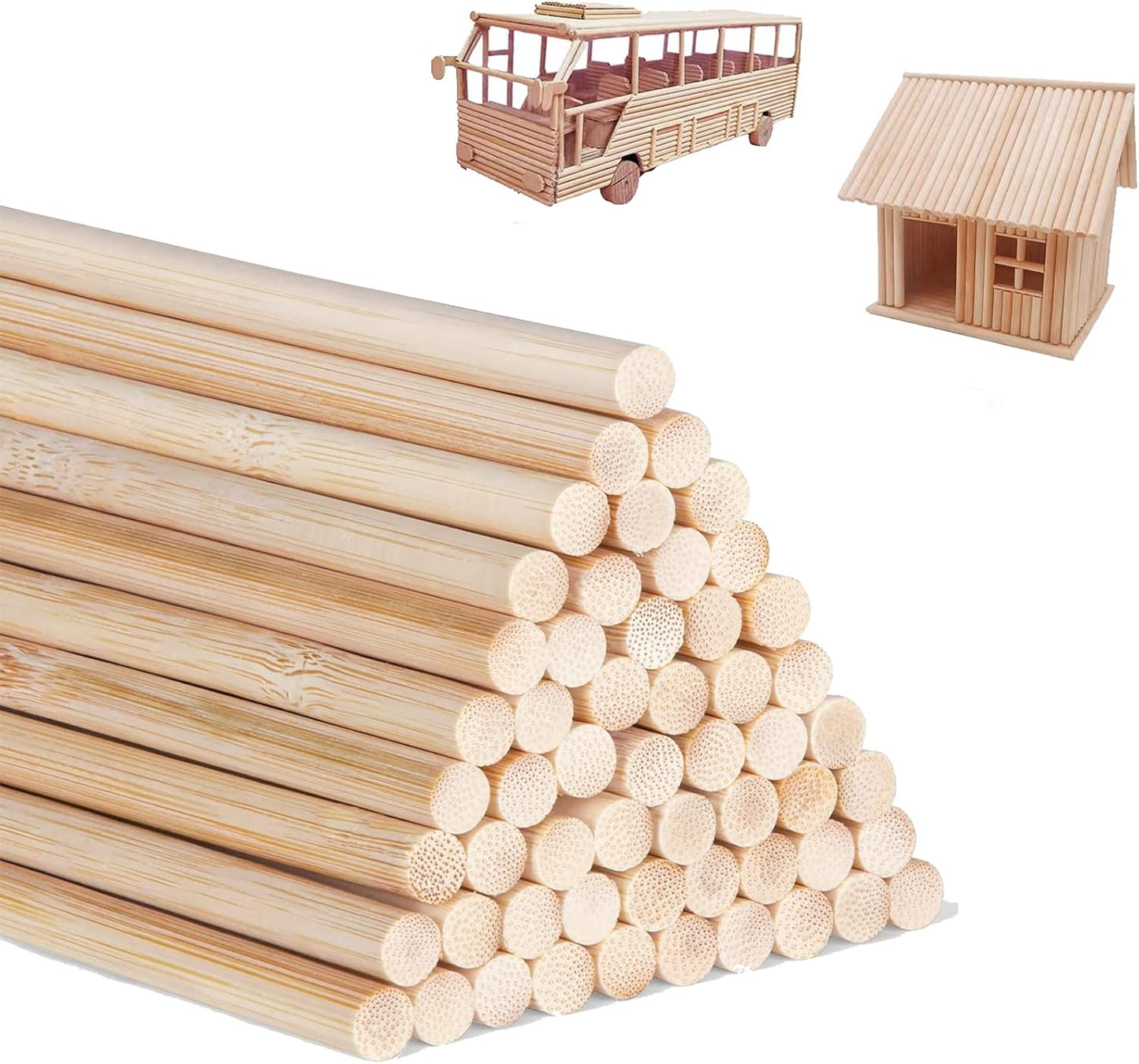 DaTpuik 1/4 x 12 Inch 25PCS Dowel Rods Wood Sticks Wooden Dowel Rods - Unfinished Bamboo Sticks - for Crafts and DIYers