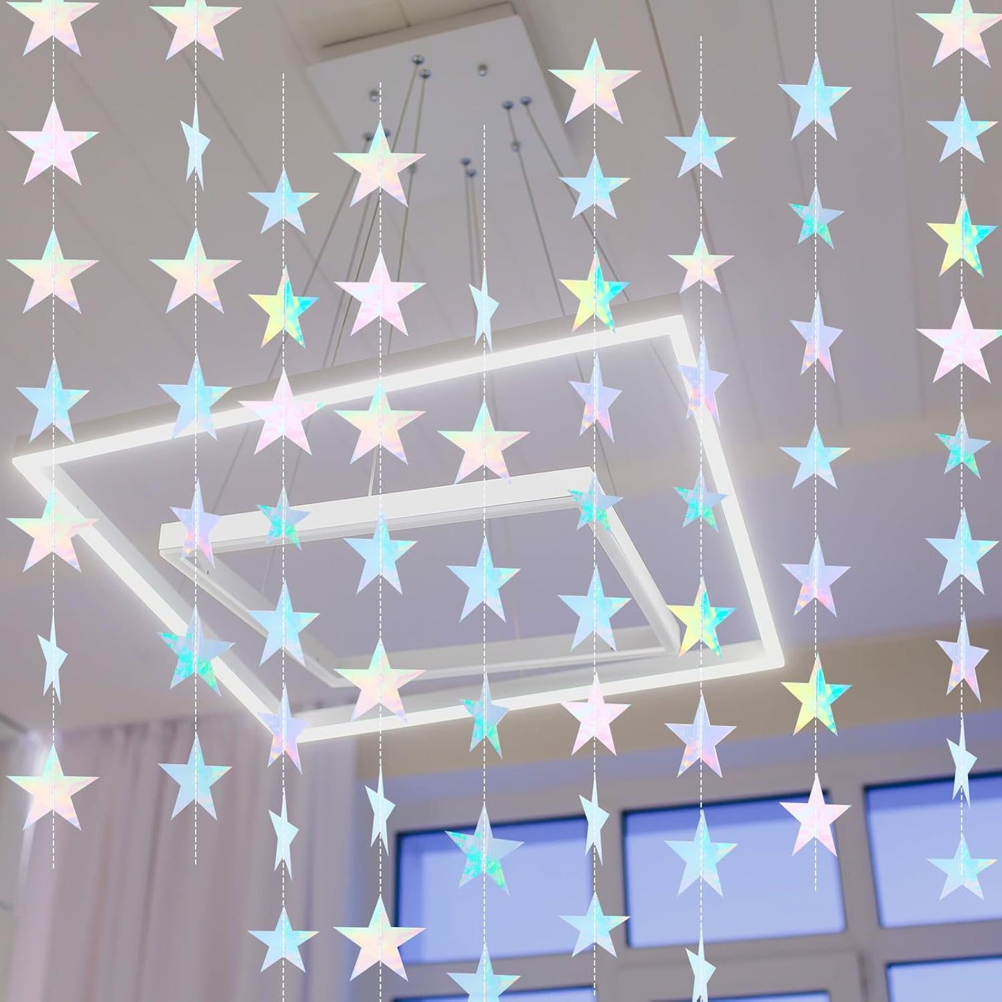 Spakon 65 Feet Glitter Star Paper Garland Banner Hanging Decoration Star Streamers Double Side 2026 Graduation Decorations for Wedding Birthday Festival New Year Party Decoration (Gold)
