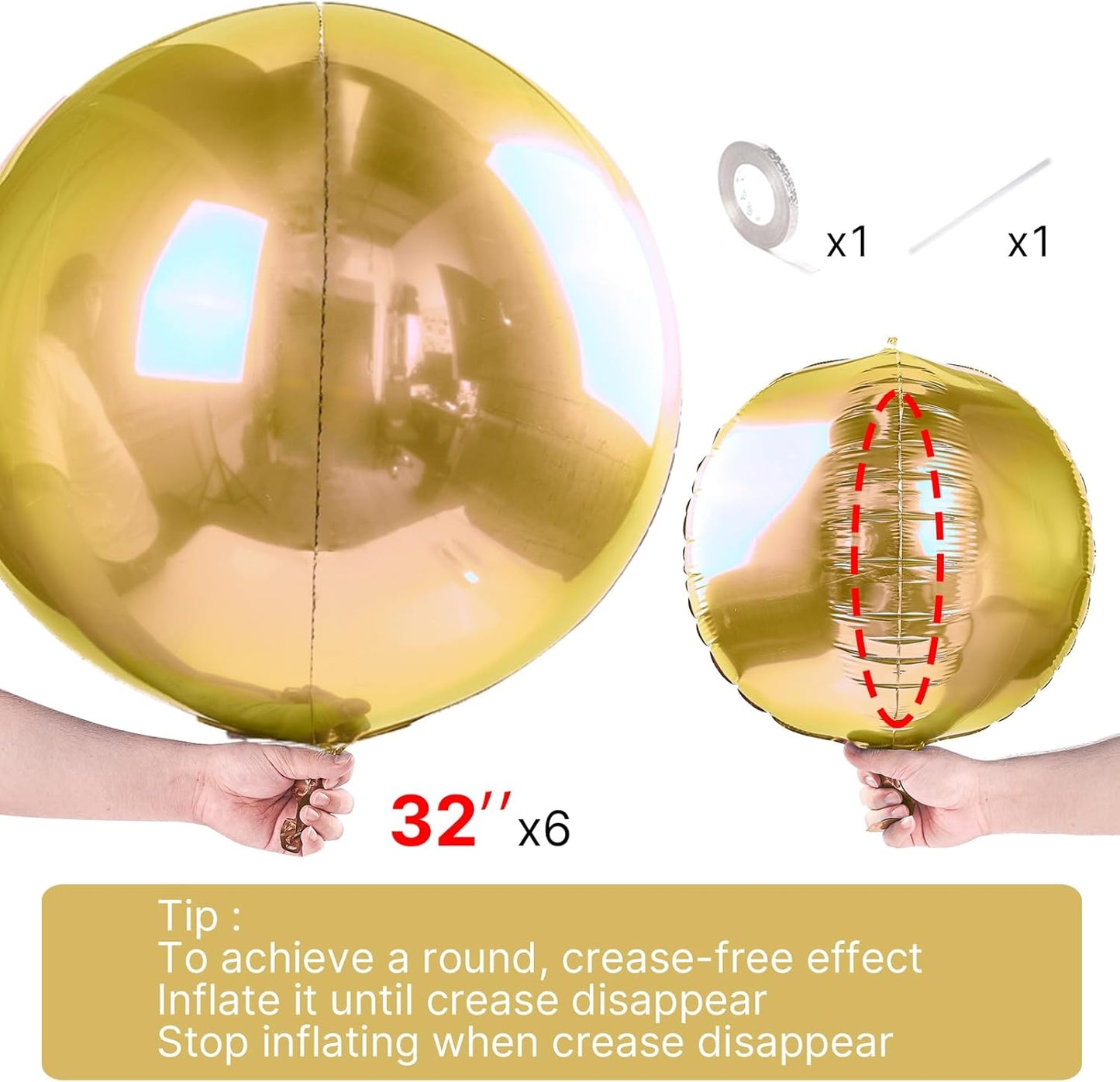 PartyWoo Metallic Gold Foil Balloons 20pcs Different Sizes Pack of 22 15 10 Inch Large Round Foil 4D Inflatable Mirror Ball Mylar Balloons for Graduation Birthday Baby Shower Party Decorations