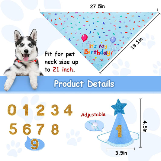 Dog Birthday Decorations, Dog Birthday Hat with Numbers for Large Medium Small,Pet Supplies (Pink)