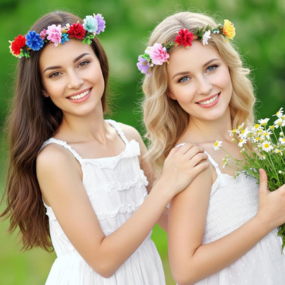 Zeyune 20 Sets Spring Tea Party Favor Flower Crowns Making Kit, Make Your Own Flower Crown Wreath Garland Headbands Craft Kit Handmade DIY Fairy Floral Hair Accessories Gift for Women(Daisy)