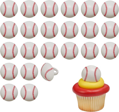 DecoPac Baseball Rings, Cupcake Decorations, Baseball Cupcake Toppers, Food Safe – 24 Pack