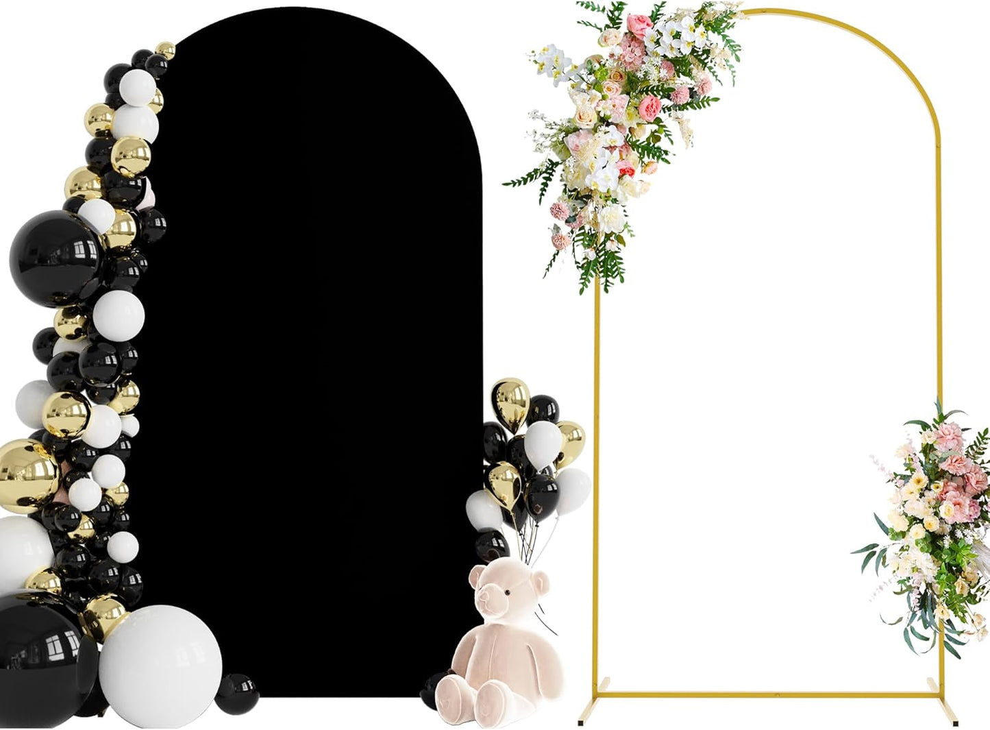 Wokceer 7.2 FT Wedding Arch Backdrop Stand and White Arch Cover, Metal Arch Stand with Arch Stand Cover for Birthday Party Wedding Ceremony Bridal Baby Shower Event Decor