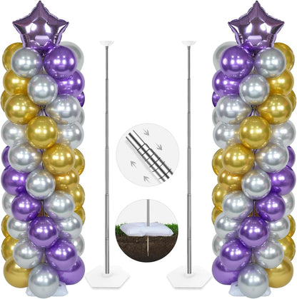 YALLOVE Balloon Column Stand Kit, Sets of 4 Telescoping Balloon Stand, Height Adjustable Balloon Tower Pillar with Reusable Metal Telescopic Design for Party Decoration