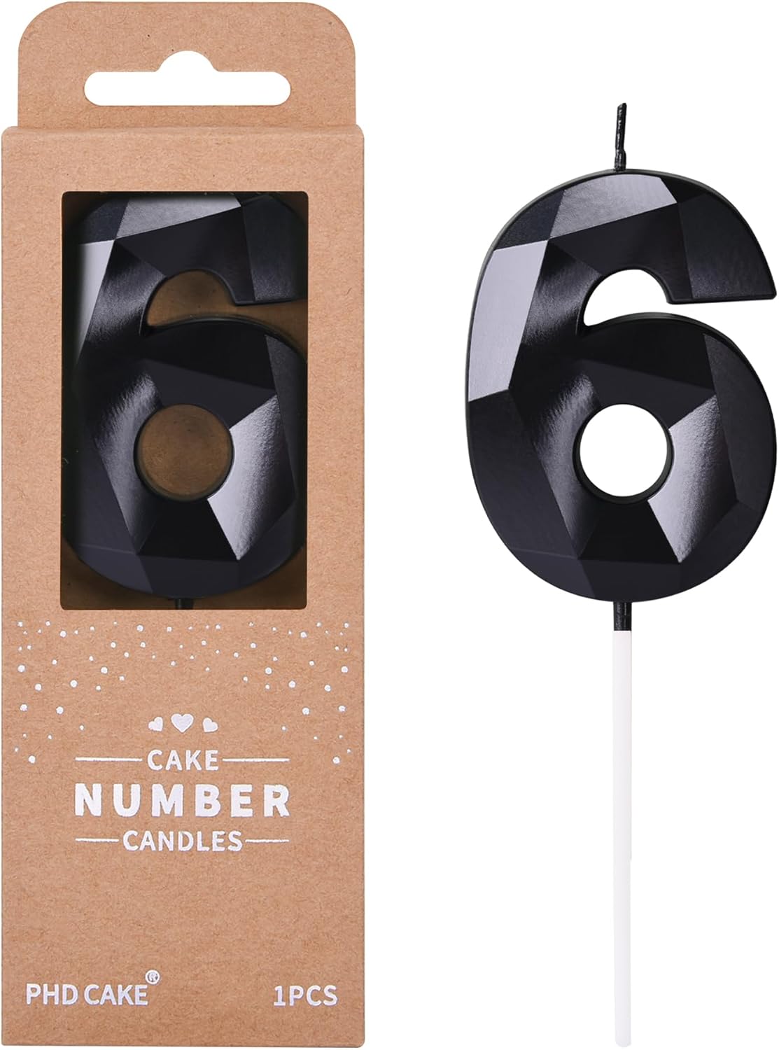 PHD CAKE 2.76 Inch Crystal Black 9 Number Birthday Candles, Black Number Candles, Cake Number Candles, Party Celebration