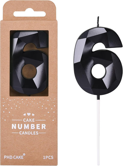 PHD CAKE 2.76 Inch Crystal Black 9 Number Birthday Candles, Black Number Candles, Cake Number Candles, Party Celebration